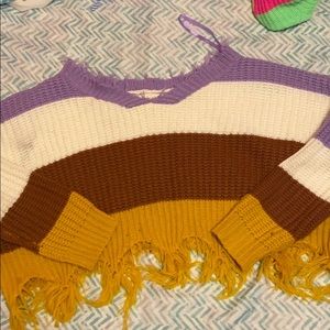 Cute And Comfy Off The Shoulder CropTop Sweater